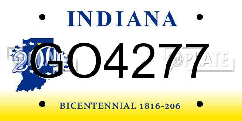 GO4277 Indiana License Plate