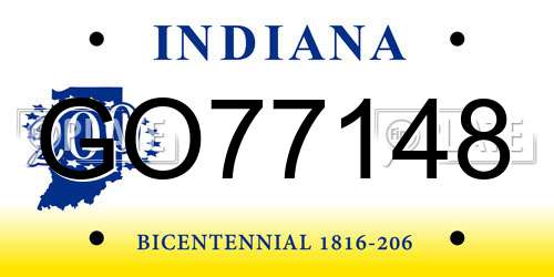 GO77148 Indiana License Plate