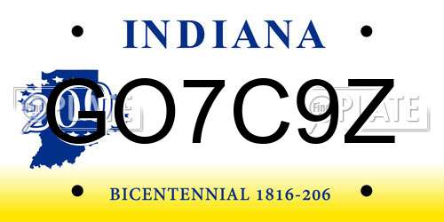 GO7C9Z Indiana License Plate