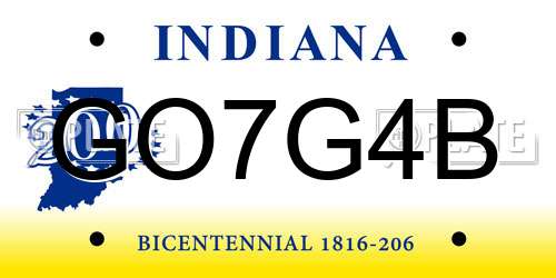 GO7G4B Indiana License Plate