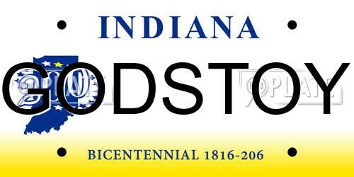 GODSTOY Indiana License Plate