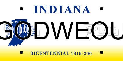 GODWEOU Indiana License Plate