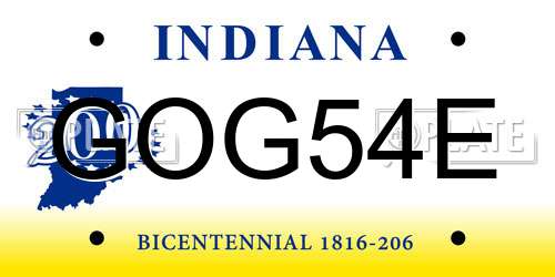 GOG54E Indiana License Plate