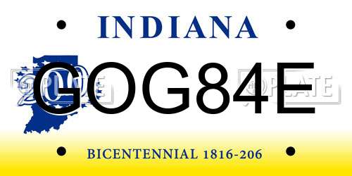 GOG84E Indiana License Plate