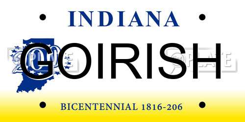 GOIRISH Indiana License Plate