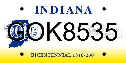 GOK8535 Indiana License Plate