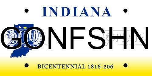 GONFSHN Indiana License Plate