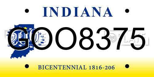 GOO8375 Indiana License Plate