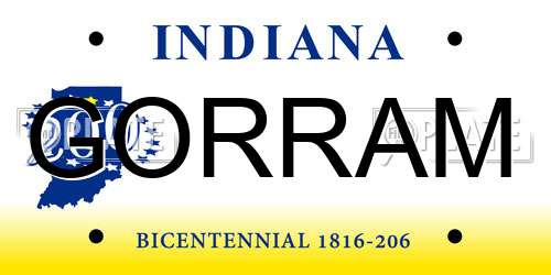 GORRAM Indiana License Plate