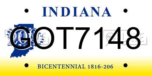 GOT7148 Indiana License Plate