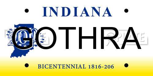 GOTHRA Indiana License Plate