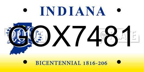 GOX7481 Indiana License Plate