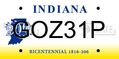 GOZ31P Indiana License Plate