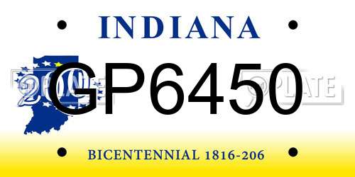 GP6450 Indiana License Plate