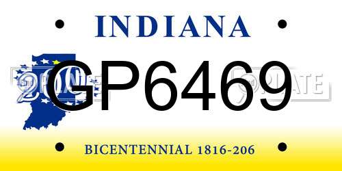 GP6469 Indiana License Plate
