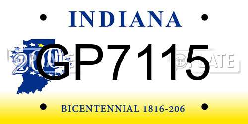 GP7115 Indiana License Plate