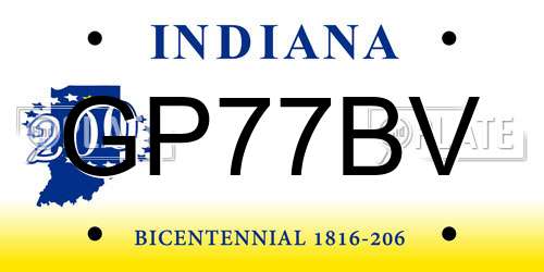GP77BV Indiana License Plate