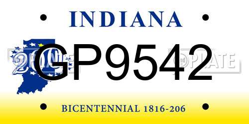 GP9542 Indiana License Plate