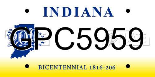 GPC5959 Indiana License Plate