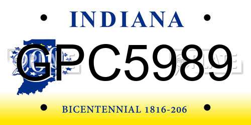 GPC5989 Indiana License Plate