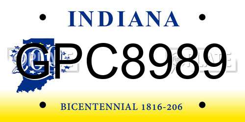 GPC8989 Indiana License Plate