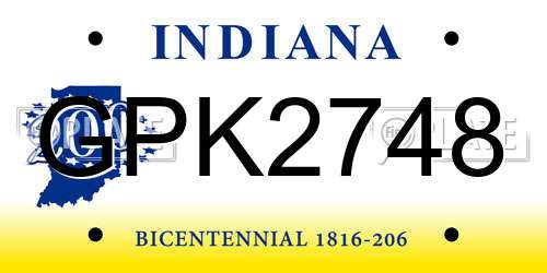 GPK2748 Indiana License Plate