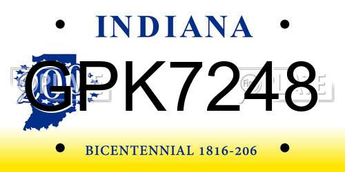 GPK7248 Indiana License Plate