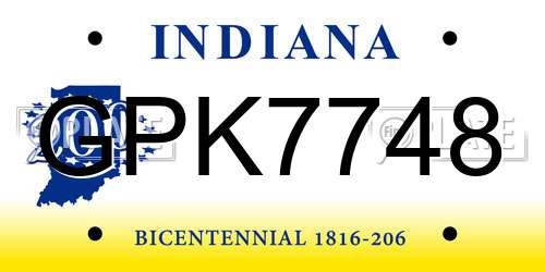 GPK7748 Indiana License Plate