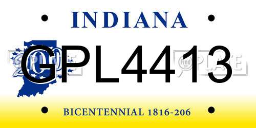 GPL4413 Indiana License Plate
