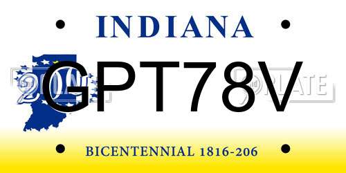 GPT78V Indiana License Plate