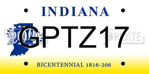 GPTZ17 Indiana License Plate