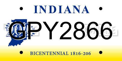 GPY2866 Indiana License Plate