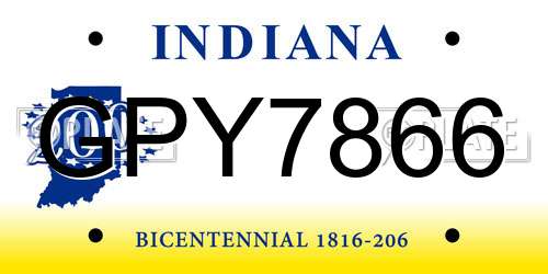 GPY7866 Indiana License Plate