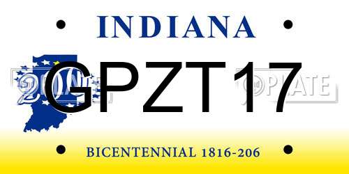 GPZT17 Indiana License Plate