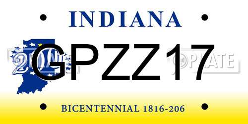 GPZZ17 Indiana License Plate