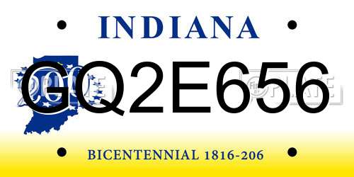 GQ2E656 Indiana License Plate