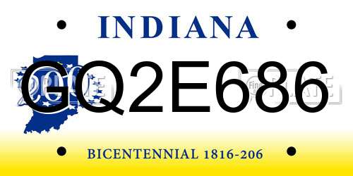 GQ2E686 Indiana License Plate