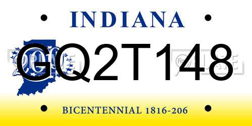 GQ2T148 Indiana License Plate