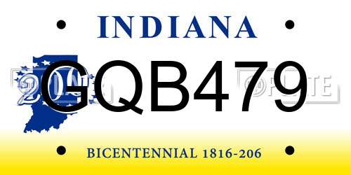 GQB479 Indiana License Plate