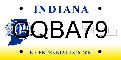 GQBA79 Indiana License Plate