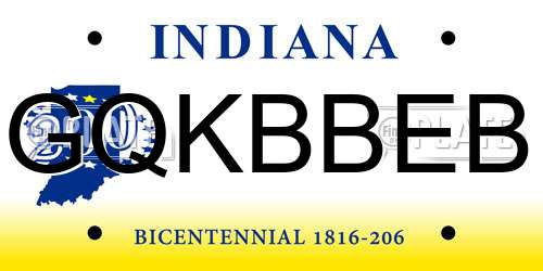 GQKBBEB Indiana License Plate
