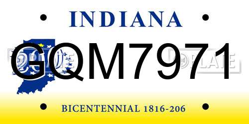 GQM7971 Indiana License Plate
