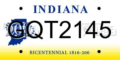 GQT2145 Indiana License Plate