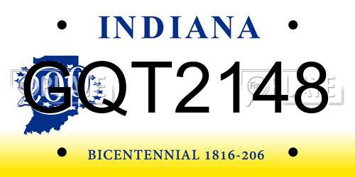 GQT2148 Indiana License Plate