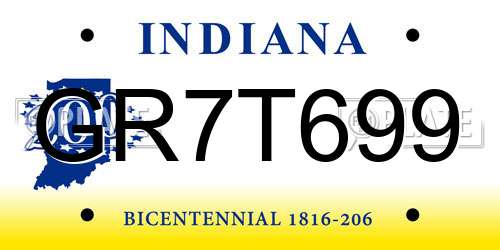 GR7T699 Indiana License Plate