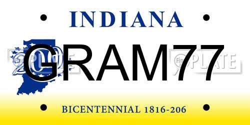 GRAM77 Indiana License Plate