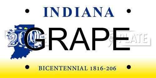 GRAPE Indiana License Plate
