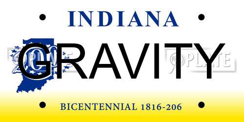 GRAVITY Indiana License Plate
