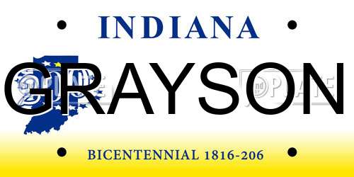 GRAYSON Indiana License Plate