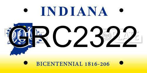 GRC2322 Indiana License Plate